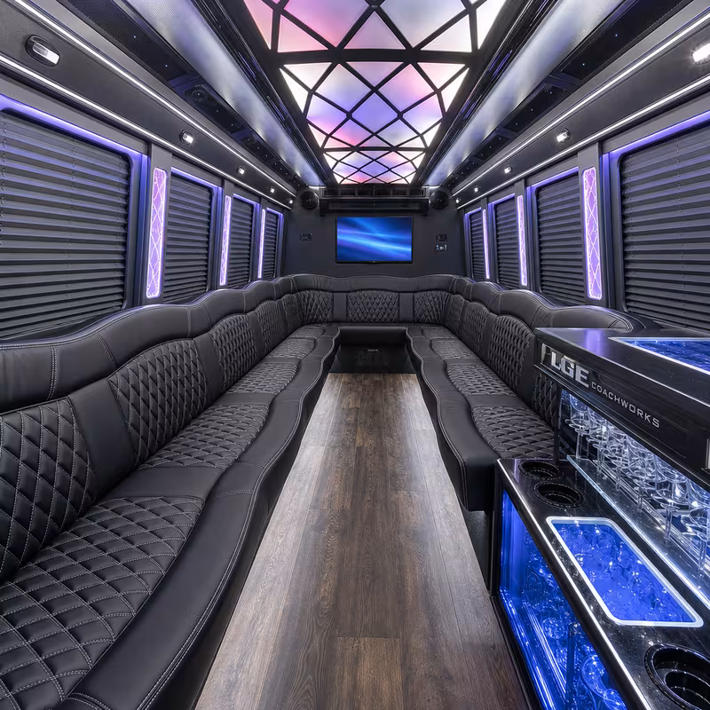 15 Passenger Party Bus Interior