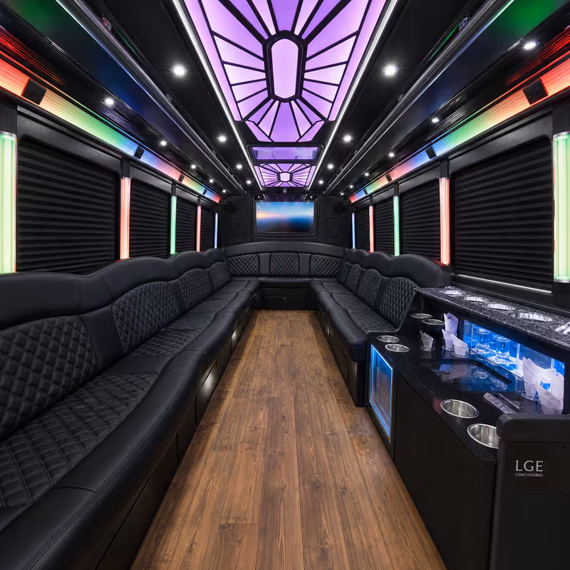 18 Passenger Party Bus Interior
