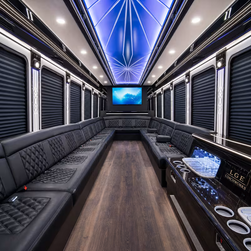 28 Passenger Party Bus Interior