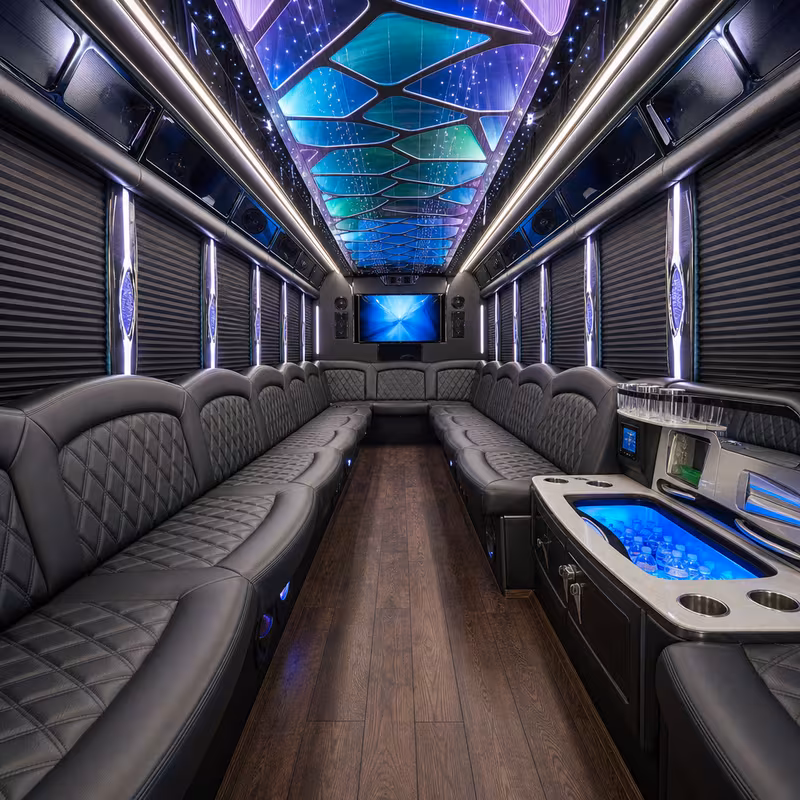28 Passenger Party Bus Interior