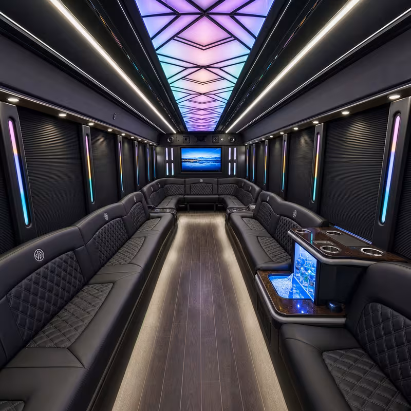 40 Passenger Party Bus Interior