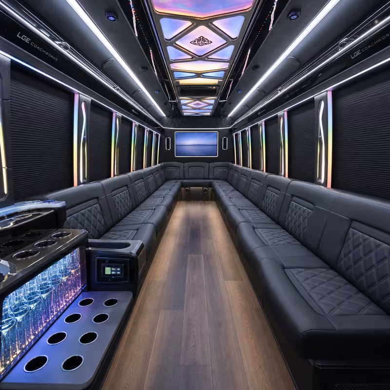 50 Passenger Party Bus Interior