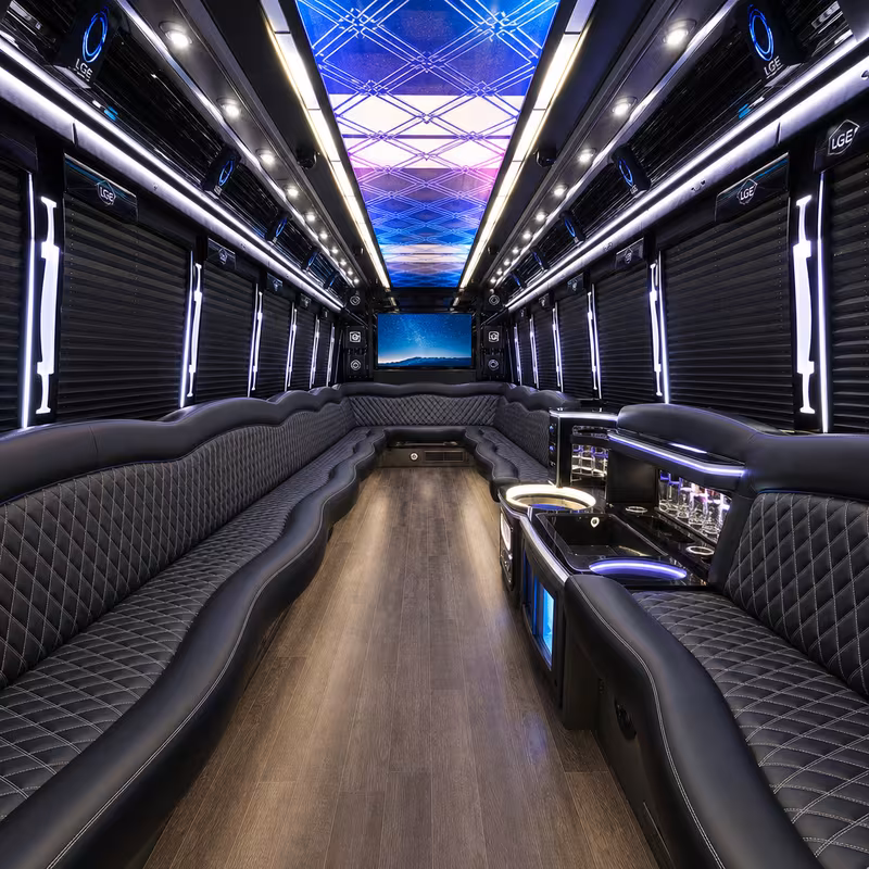 50 Passenger Party Bus Interior