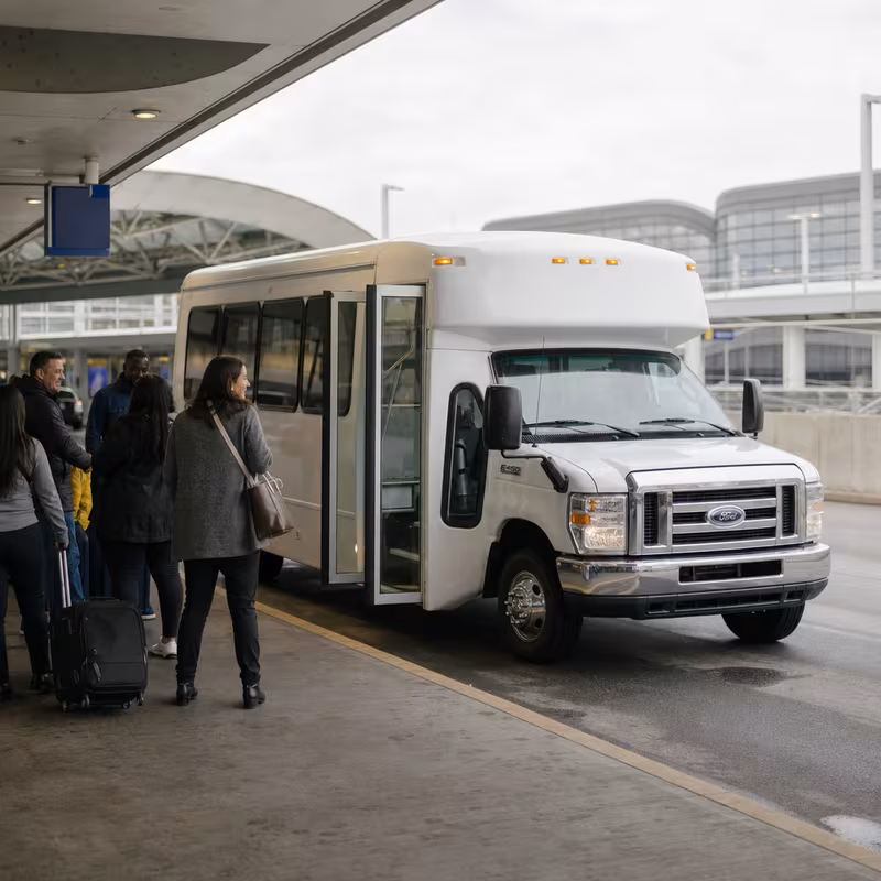 Black Mercedes Sprinter van staged for an Newark Airport Transportation group