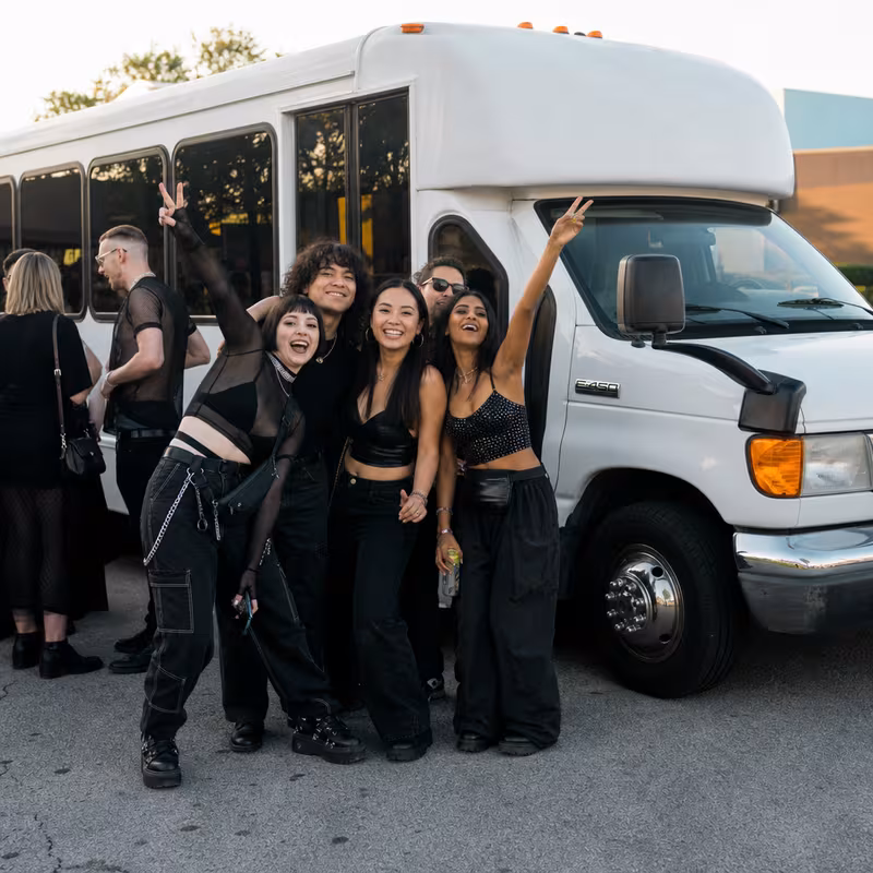Black Mercedes Sprinter van staged for an Newark Concert Transportation group