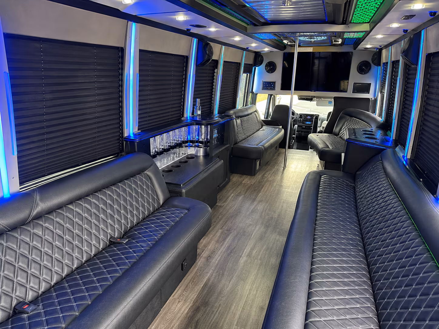 Newark Private Event Transportation party bus interior