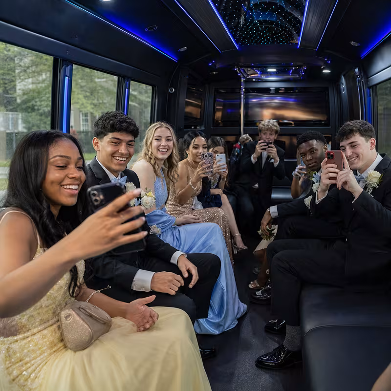 Black Mercedes Sprinter van staged for an Newark Prom & Homecoming Transportation group